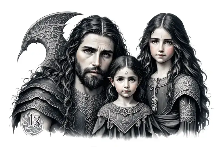 Nordic Elementos Protecting Family And Number 13