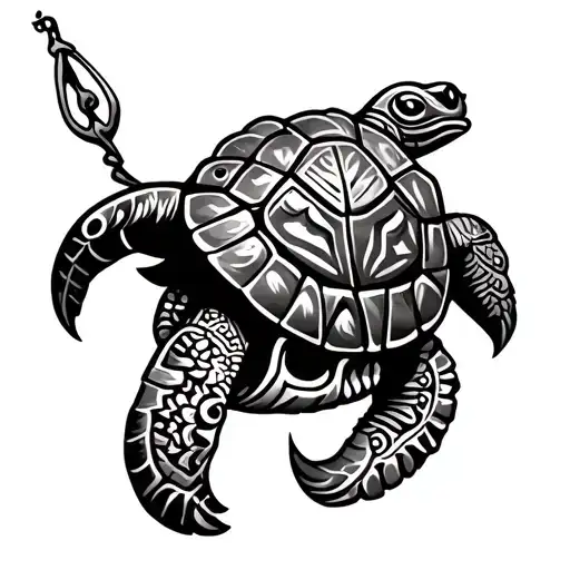 Maori Tattoo Tiki Turtle Fishing Hook