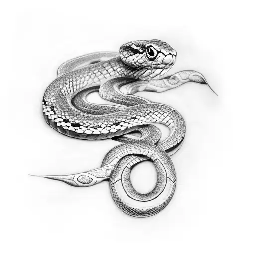 Snake With Blue And White Porcelain Design On Skin
