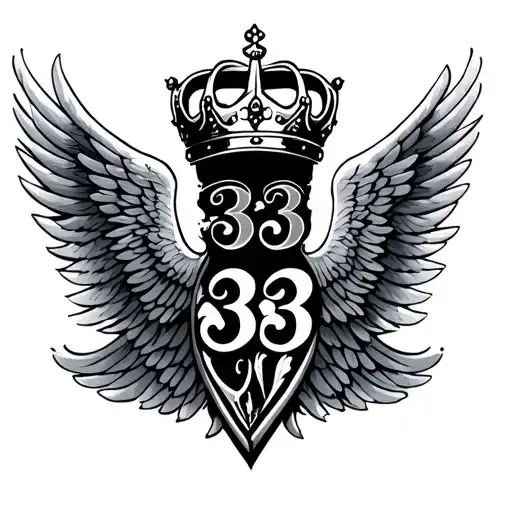 Wings With 33 And Crown