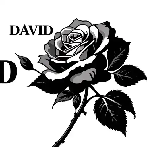 The Name David With A Rose