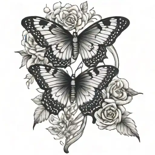 Dna And Flowers And Buterfly