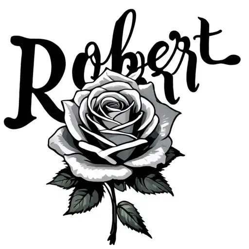 Name Robert With A Rose Intertwined
