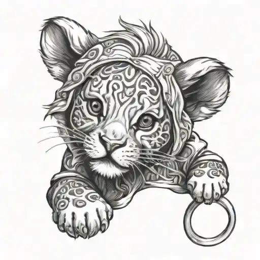 Baby Lion With Bunny Pajamas