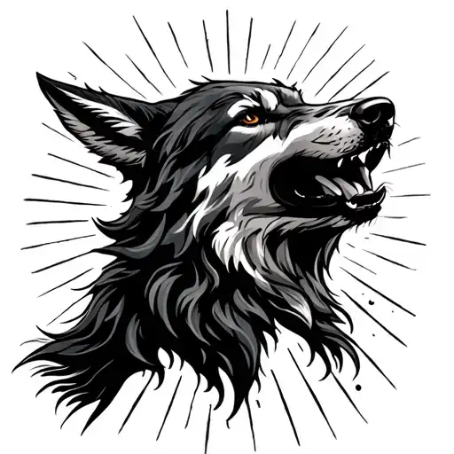 Sun Rays Wolf Howling