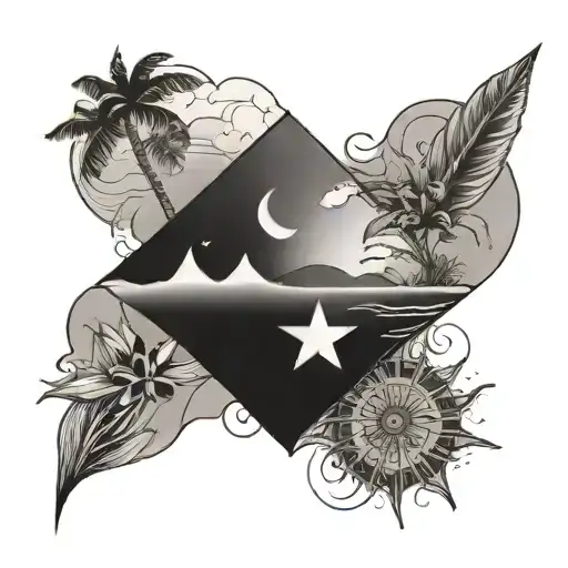 Frienship Tattoo Featuring The Beach And Frienship Symbols