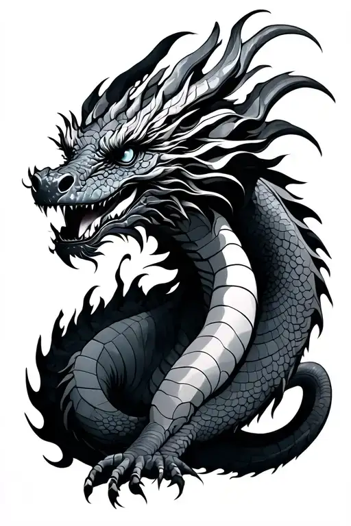 Dragon Fine Line Drawing