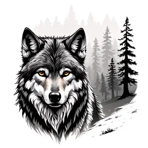 A Lone Wolf In The Forest