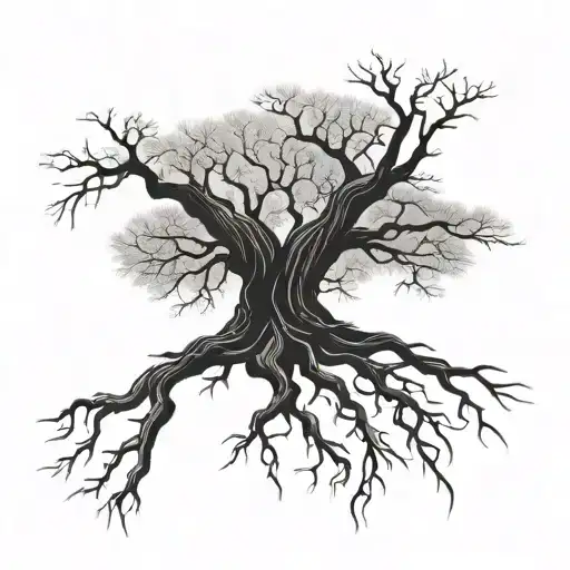 Tree And Root Silhouette