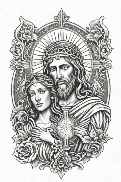 Religious With Women And Jesus Christ