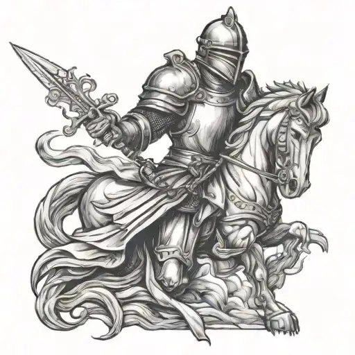 Kneeling Knight Holding A Sword