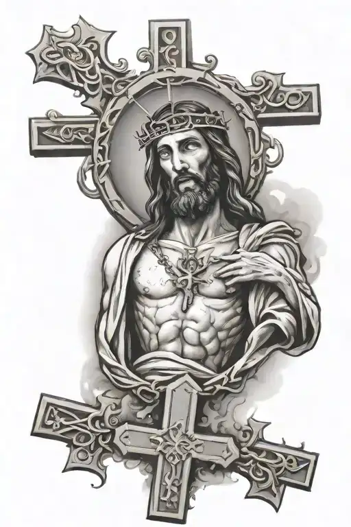 Jesus Christ And 3 Crosses Mixed