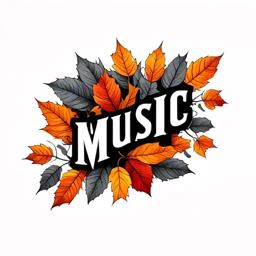 Music Logo With Autumn Leaves Fall Colored Leaves