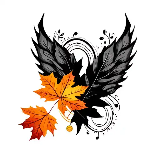 Music Logo With Autumn Leaves Fall Colored Leaves