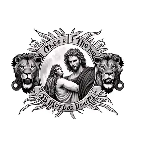 Biblical Story Of Daniel And The Lions Den On A Full Arm