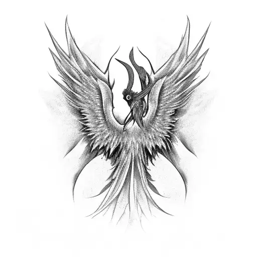 Pheonix Wings With Crown In The Middle