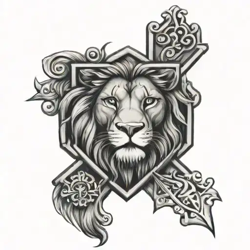 Lion Heart Cross Integrity Strength Honor
