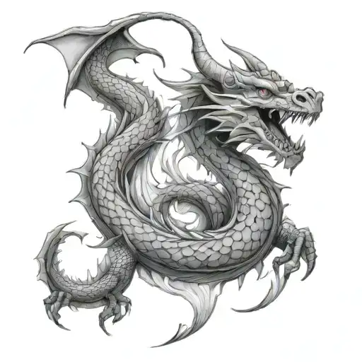 Dragon Breathing Fire Rising