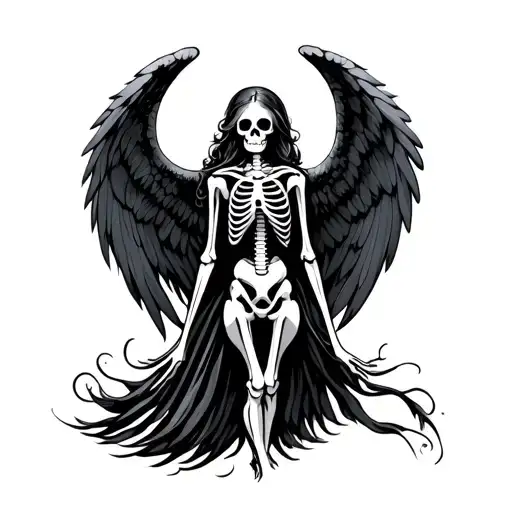 Angel And Skeleton With Cybersigilism Design Inspired