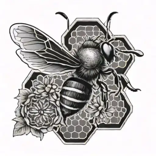 Honeycomb Bee Spirituality Symbols Combined