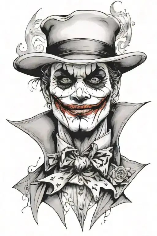 Joker Tattoo In Black And White With Other Tattoos On Face