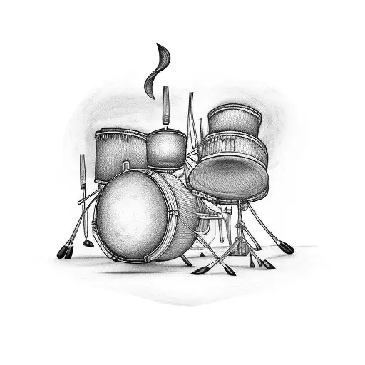 Drum Stick With Music Notes