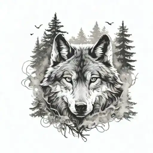 Wolf Sleeve Forest Background With Smoke Effect