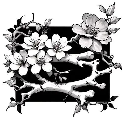 Collobour Bone Vine Wrapped With Cherry Blossom Flowers