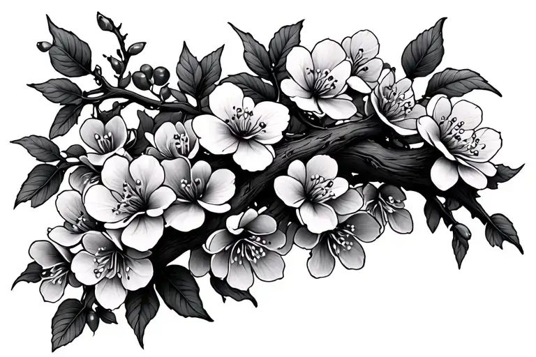 Collobour Bone Vine Wrapped With Cherry Blossom Flowers