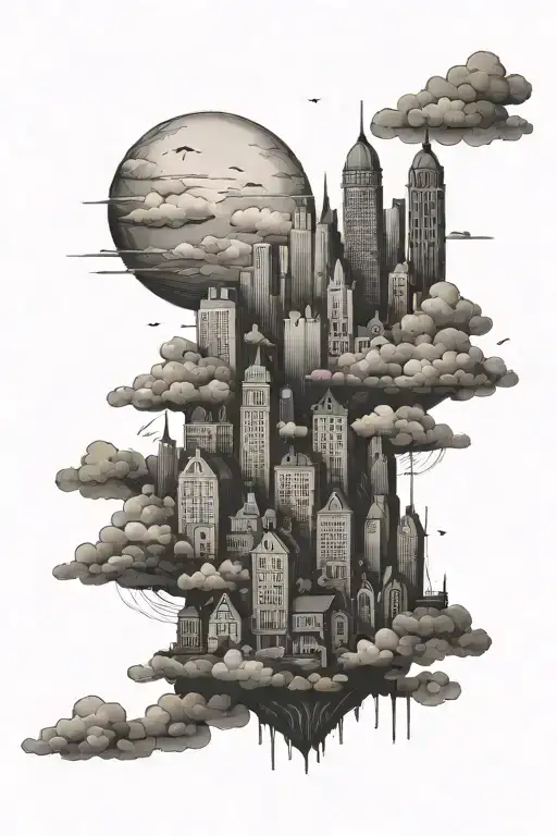 Cloudy Background City Scape Scene