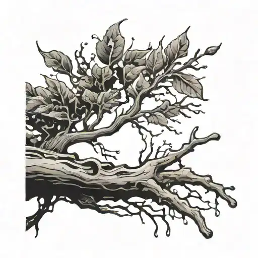 Tree Branch With Liquid Dripping