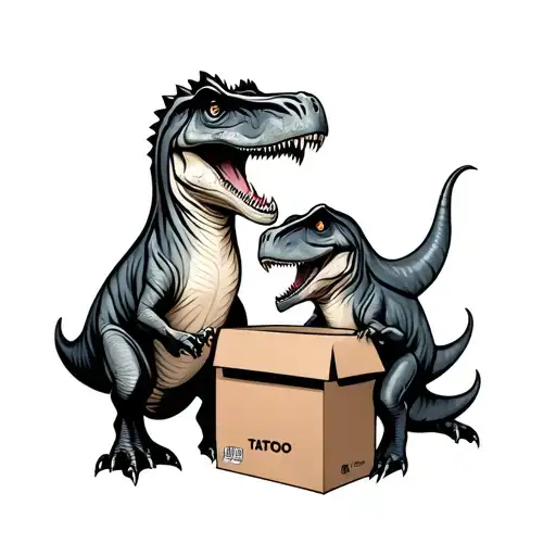 Two Dino Friends Give Each Other A Box