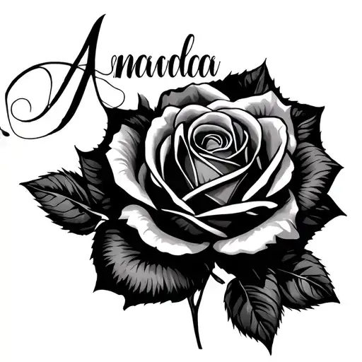 Amanda Name With Rose
