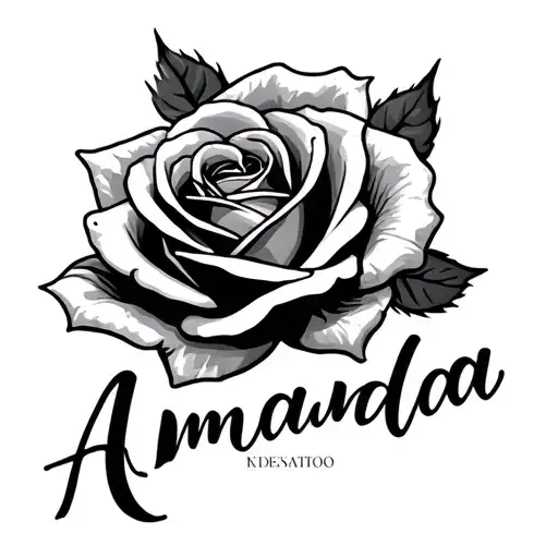 Amanda Name With Rose Wrapped