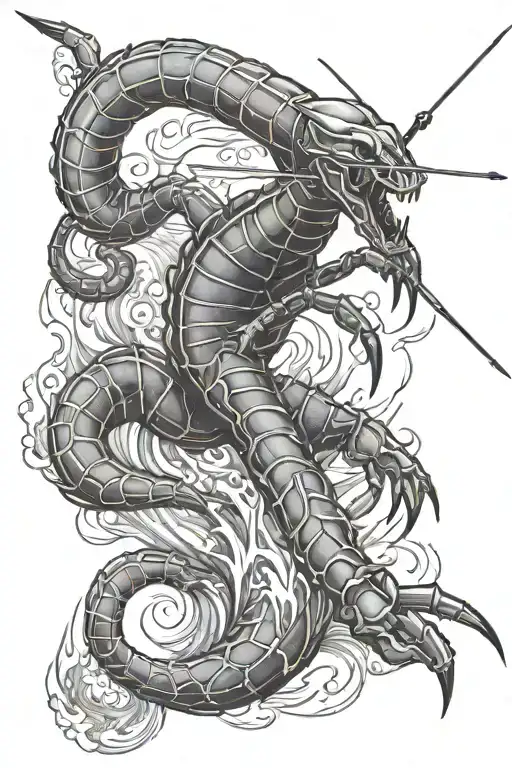 Scorpion Coming Out Of Water Shooting A Flaming Arrow