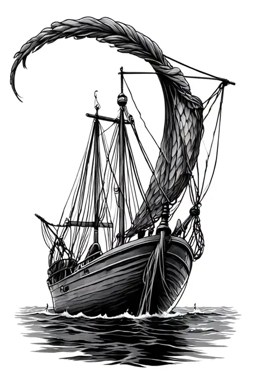 Trawl Boat Fishing Net Intertwined