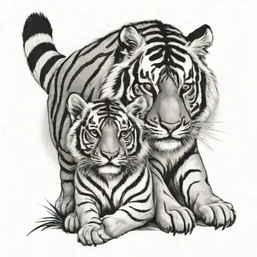 Tiger With Cub