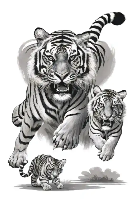 Tiger With Cub