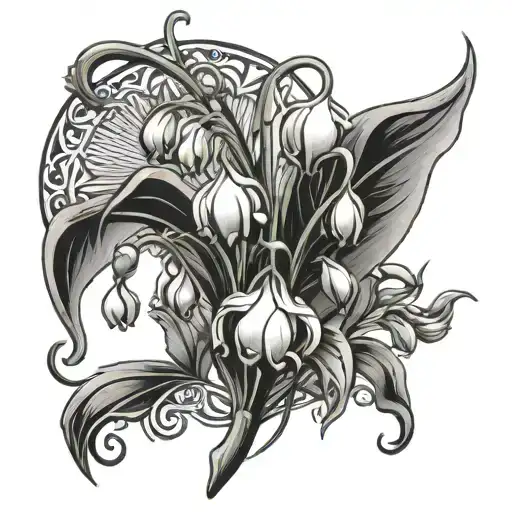 Art Nouveau Lily Of The Valley Sun Rising Art Deco