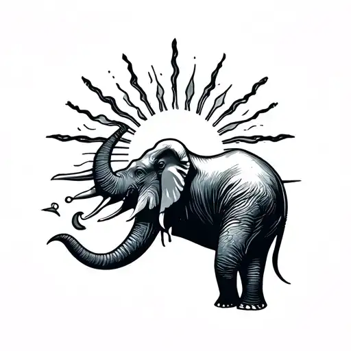 Sea Elephant Mountain Sun Minimalist Round