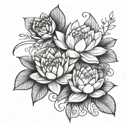 Water Lily And Rose Intertwined