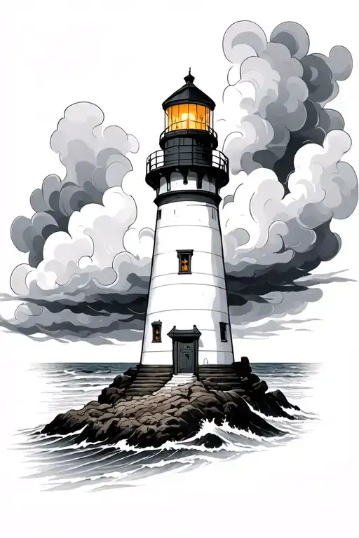 Stormy Lighthouse Surrounded
