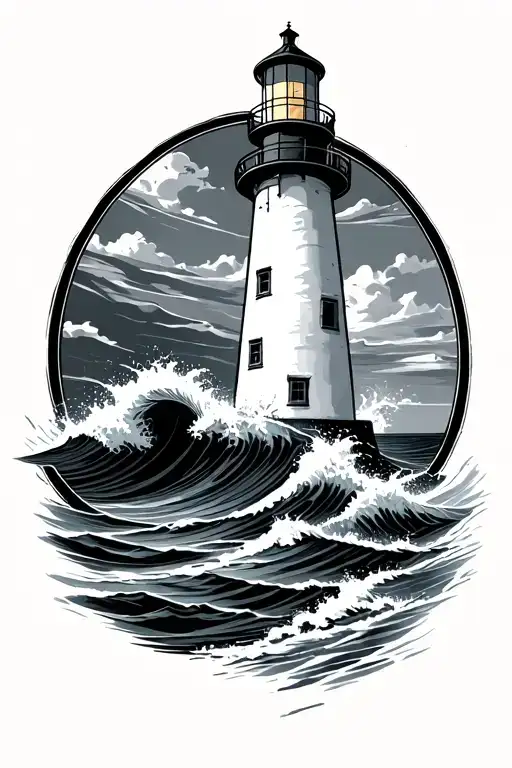 Lighthouse With Waves Crashing