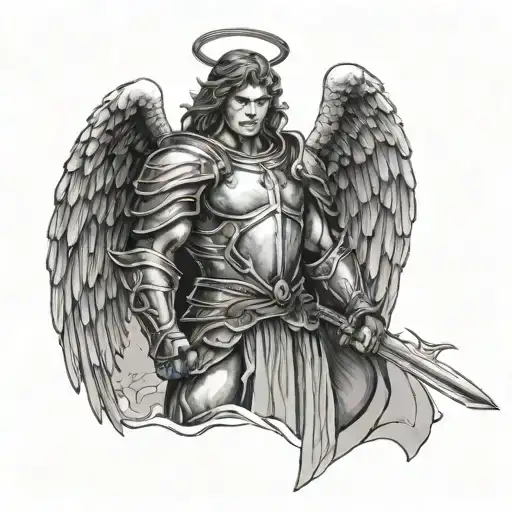 Angel With Armor Holding A Sword
