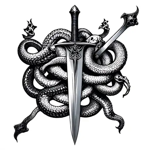 Sword With Snakes And Skulls