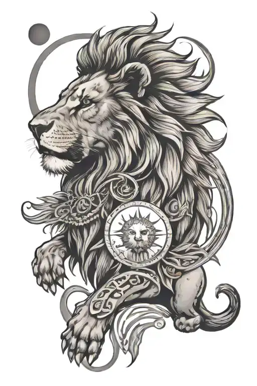 Lion With Sun And Moon