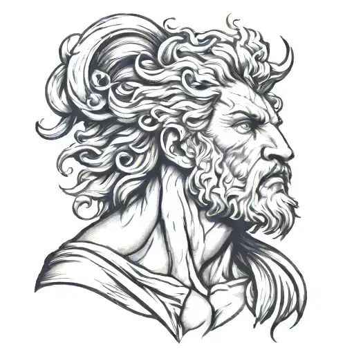 Greek God With Lion Head On Human Body