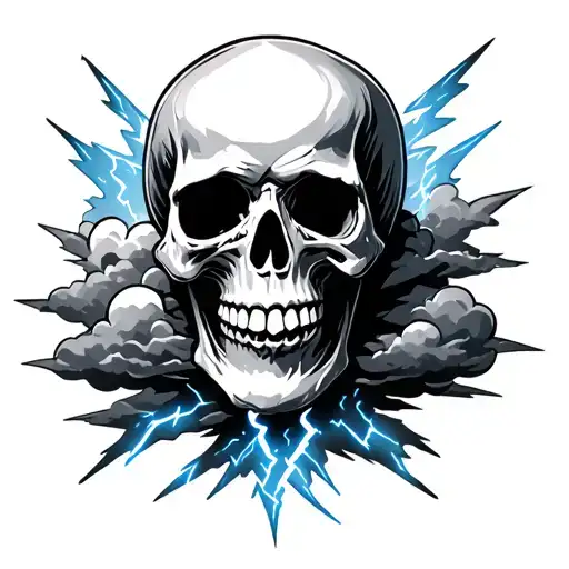 Lightning Strike With Clouds And Skull
