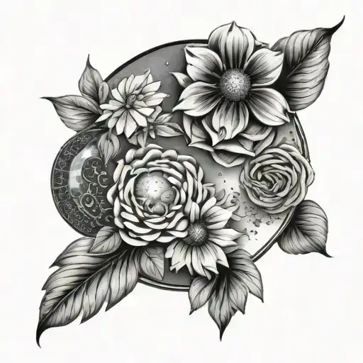 Moon Phases Intertwined With Flowers