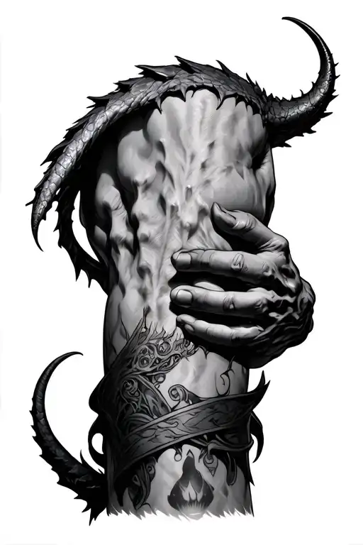 Demon Hand Holding Leg Sleeve
